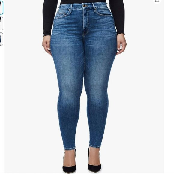 Good American Good Legs Blue 107 Distressed Skinny Jeans Women's size 16 - Picture 1 of 8